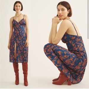 La Femme Apero Gala Midi Dress Floral Side